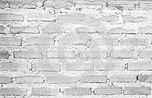 Old white brick wall pattern textured. Abstract black and white background.