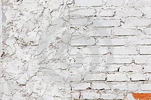 Old white brick wall texture background