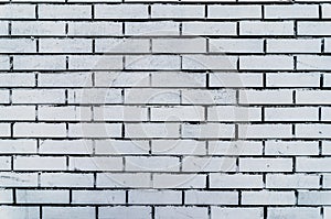 Old White Brick Wall Textured Background. Vintage Brickwall Square Whitewashed Texture. Grunge White Washed Brickwork Surface. Des