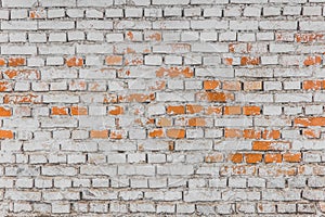 Old white and brown brickwork wall texture background