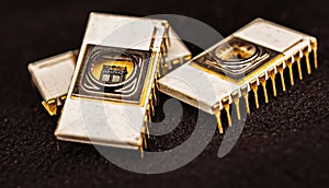 Old white ceramic electronic chip EPROM