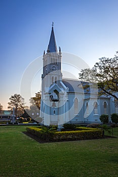 Old White Church against deep blue sky, Robertson