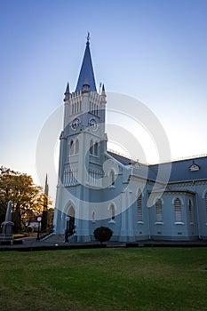 Old White Church against deep blue sky, Robertson