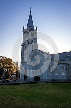 Old White Church against deep blue sky, Robertson