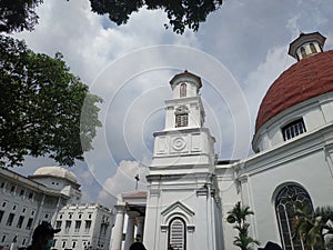An old white church located in the Old City of Semarang, Indonesia.