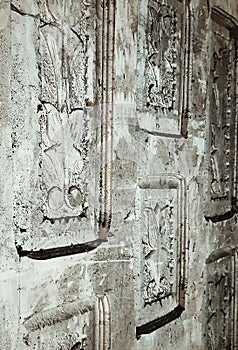 Old white door, ancient arhitecture, old wood door