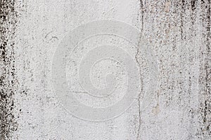 Old white-painted wall with mold stains as abstract background