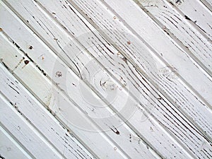 Old White Painted Wood Boards.