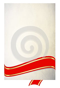 Old white paper with ribbon - vector