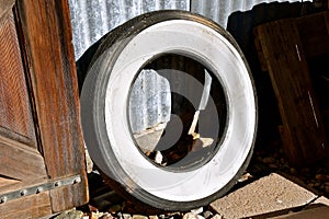 Old white sidewall tire photo