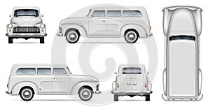 Old white van realistic vector mock-up