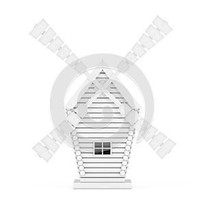 Old White Windmill Farm in Clay Style. 3d Rendering