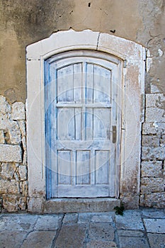 Old white wooden door