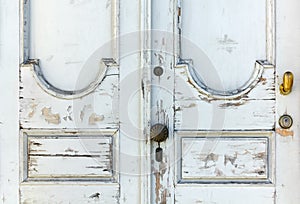 Old White Wooden Door