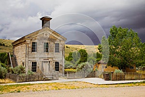 Old white wooden house at the Bannack State Park, Dillon, Montana