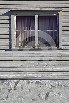 Old white wooden house window