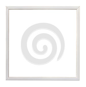 Old white wooden Image frame on a white background.