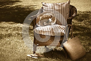 Old wicker chair/ sepia tone