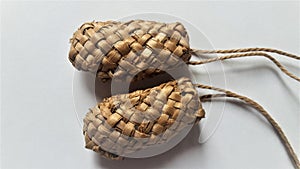 Old wicker shoes Russian Lapti.