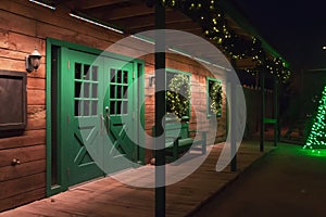 Old Wild West Ranch House Decorated With Christmas Holiday Colors