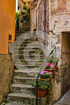 Old Winding Stairway in Cinque Terre, Italy