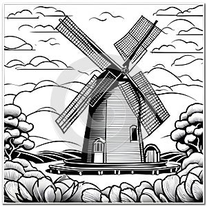 old windmill, AI-Generatet