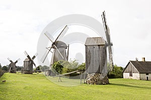 Old windmill in Angla Heritage Culture Center, Estonia photo