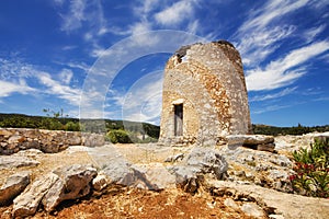 An old windmill in Askos, Zakynthos island