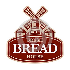 Old windmill, bakery logo design template. Vector illustration.