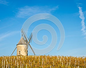 Old windmill in Beaujolais, France