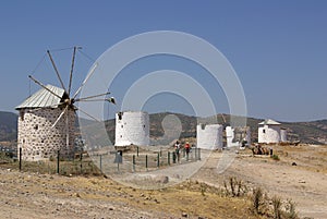 Old windmill on a hill in Bodrum, Turkey