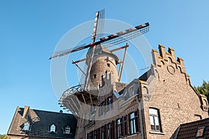 Old windmill on house in Kalkar, lower rhine, Germany