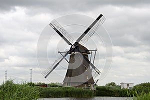 An old windmill of Kinderdijk, UNESCO World Heritage Site, South Holland, the Netherlands