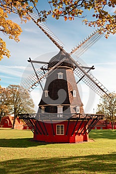 Old windmill located in Churchill Park in Copenhagen