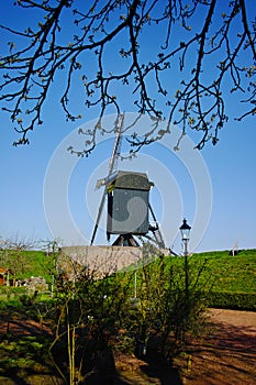 Old windmill in Netherlands, spring season