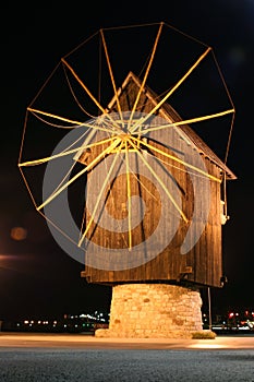 Old windmill at night