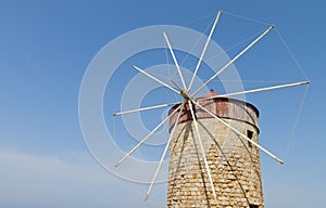 Old windmill at Rhodes island in Greece