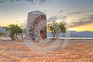 Old windmill ruin at Mirabello Bay