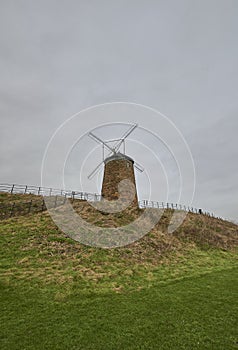 The old Windmill at St Monans on the Fife Coast of Scotland, a historical Salt Industry Building.