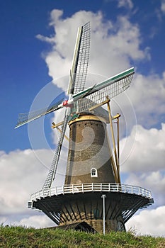 Old windmill in the town of Gorinchem.