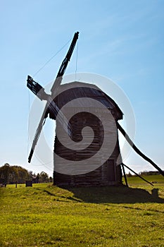 Old windmill in the village, Pirogovo, Ukraine.