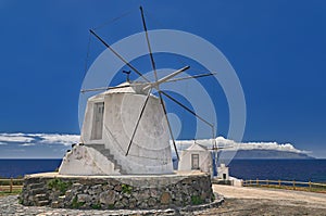 Old windmills at island Corvo Azores photo