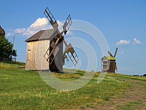 Old windmills in Pirogovo, Ukraine