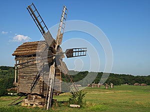Old windmills in Pirogovo, Ukraine