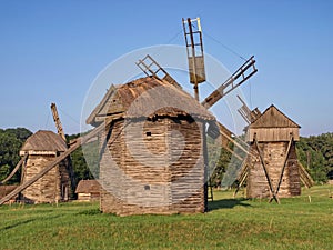 Old windmills in Pirogovo, Ukraine