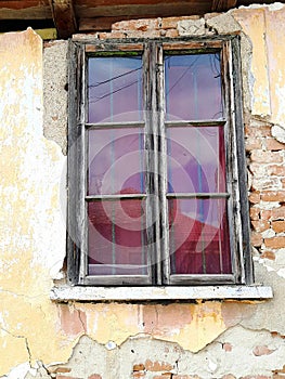 Old window the abandoned house, vintage background desing