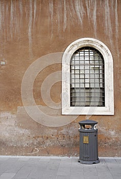 Old window on an anciant wall photo