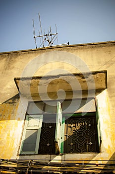 Old window at ancient building