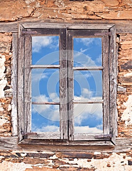 Old Window and Blue Sky