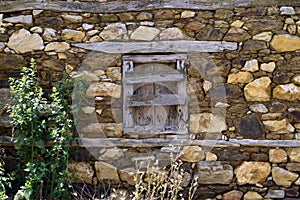 Old window in a stone wall